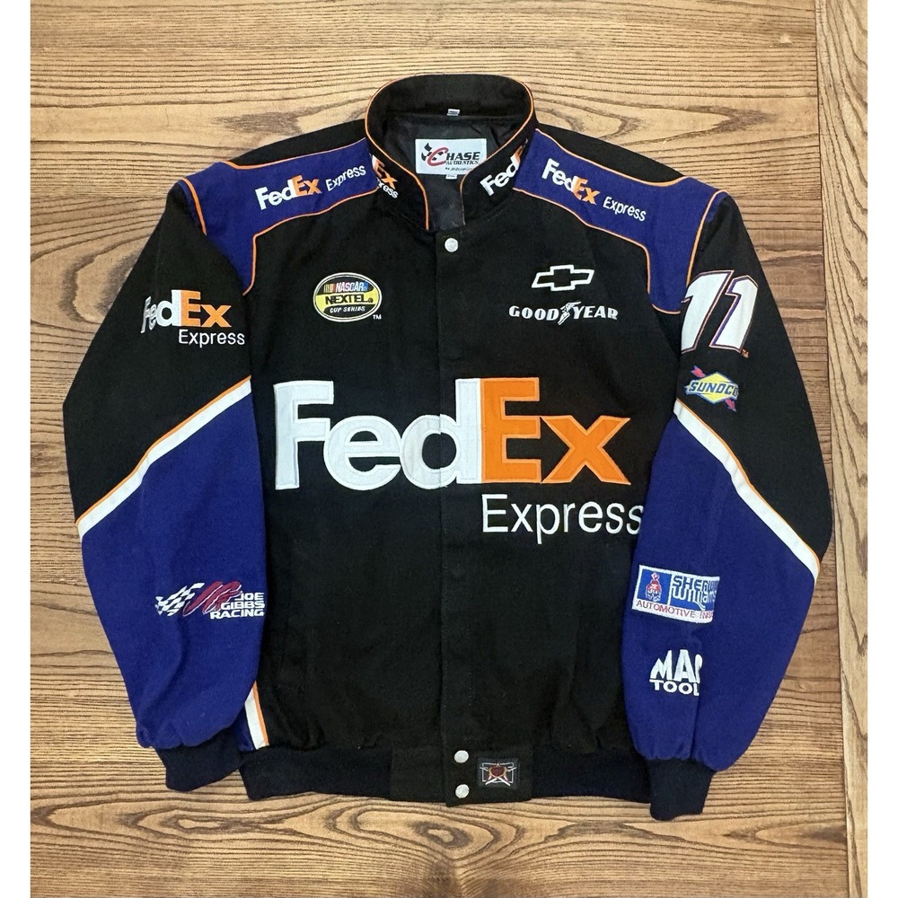 Vintage Chase Authentics Denny Hamlin #11 FedEx NASCAR Racing Jacket Men's 2XL